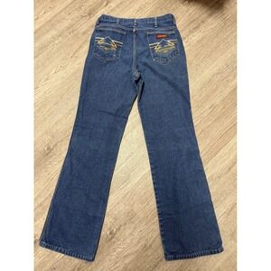 Wrangler Vintage 70's High Rise Blue Denim Jeans Embroidered 30x32 7M561 34L